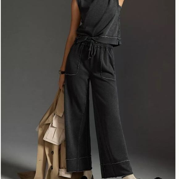 Daily Practice By Anthropologie Pants - Daily Practice Anthropologie Wide Leg Lounge Pants Charcoal Drawstring XS